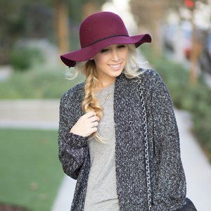 🆕️  Ana & Ava Boho Chic Wool Floppy Hat Burgundy